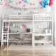 preview thumbnail 13 of 22, Wood Twin Size L-Shaped Loft Kids Bed Frame with Ladder, 2-Built-in Desks, No Box Spring Required, Easy to Assemble, Grey White