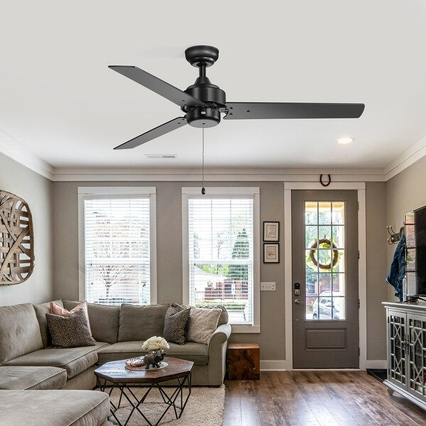 激安通販の 52-inch Black/White 3-Blade Ceiling Fan With Pull Chain テープ・マスキングテープ