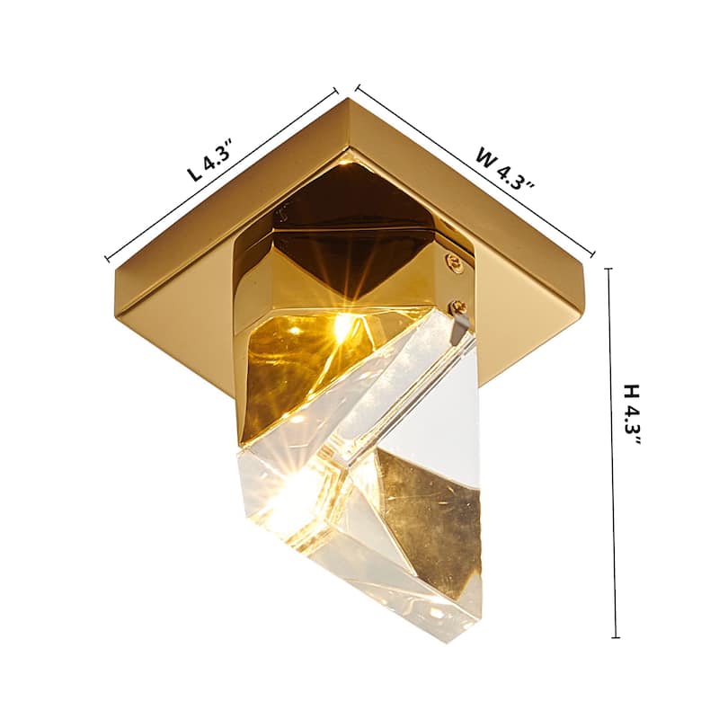 Gold LED Flush Mount With Crystal Shade