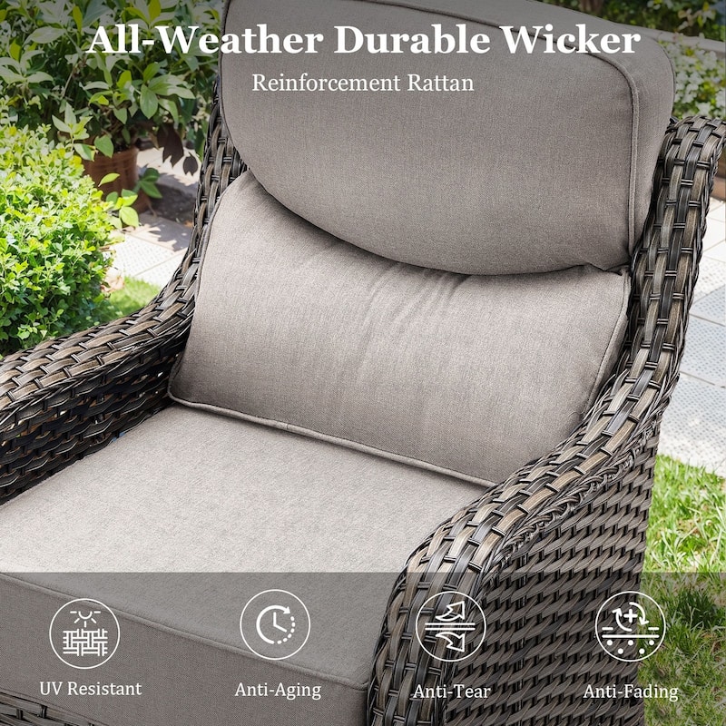 Outdoor Swivel Chairs with 6-Inch Thick Cushions for Garden