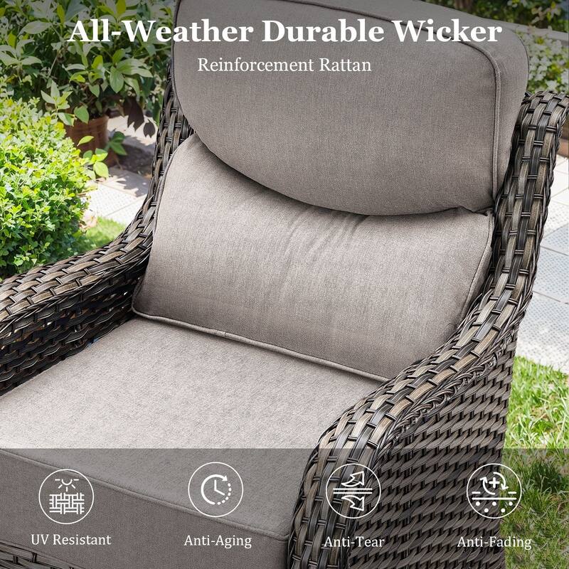 Pocassy Outdoor Glider Chairs Table with 4Inch 5Inch 6Inch Cushion