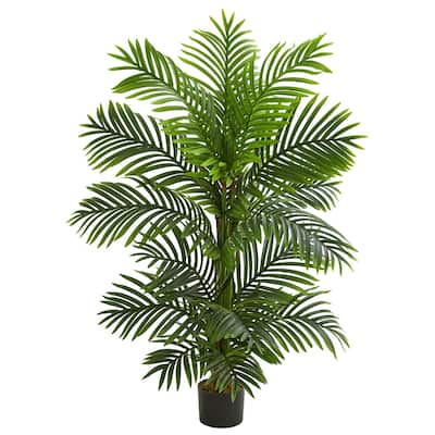 Artificial Bamboo Palm Tree 4ft - Realistic Green Tropical Indoor Plant Decor - 4ft.