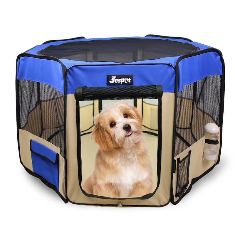 Jespet Soft-Sided Folding Dog & Cat Playpen - Blue - 45"