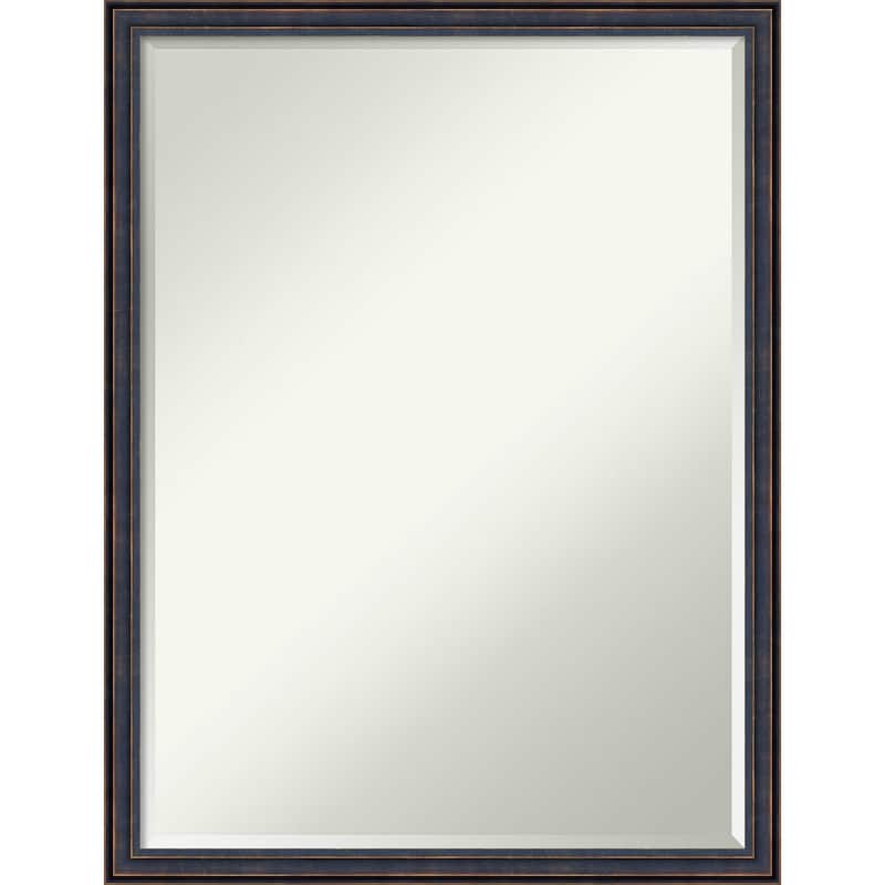 Petite Bevel Wood Bathroom Wall Mirror - Dark Bronze Scoop Frame - Dark Bronze Scoop - 20 x 26 in