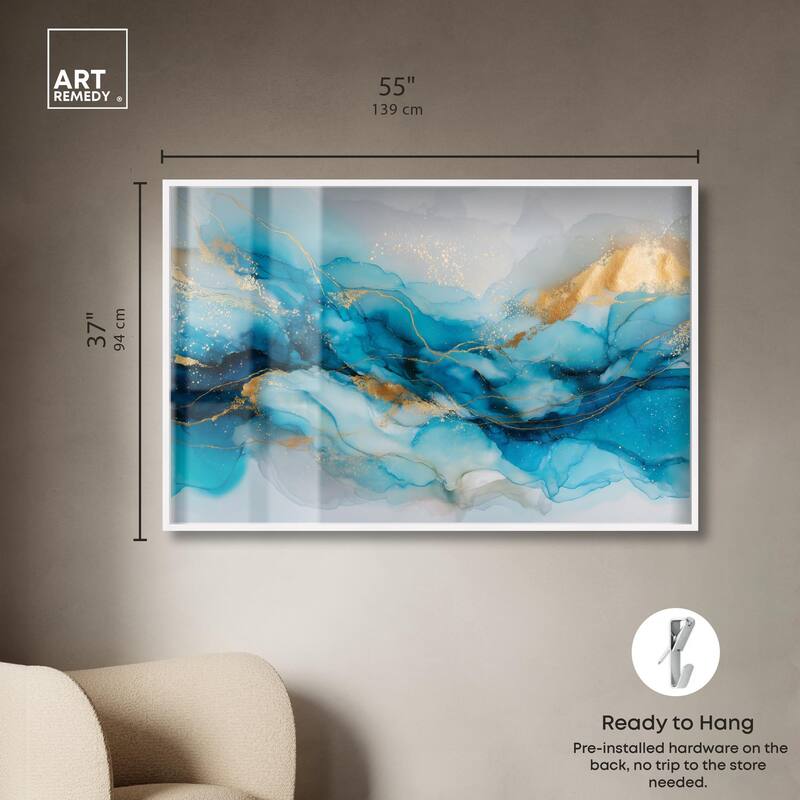 Ethereal Blue and Gold Shadowbox by Art Remedy