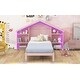 preview thumbnail 7 of 41, Rustic Wood Platform Bed with House-Shaped Headboard & Built-in LED