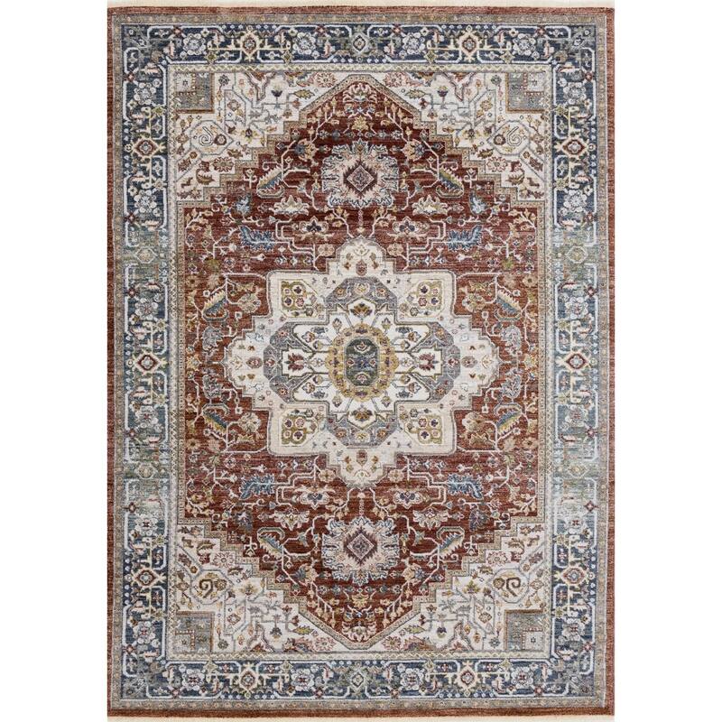 HomeRoots Medallion Modern Rectangle Area Rug - 8' X 10'