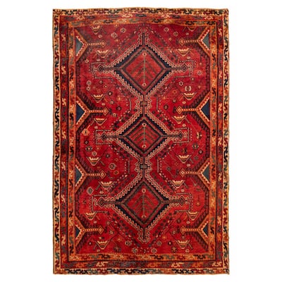 ECARPETGALLERY Hand-knotted Melis Red Wool Rug - 5'0 x 7'7