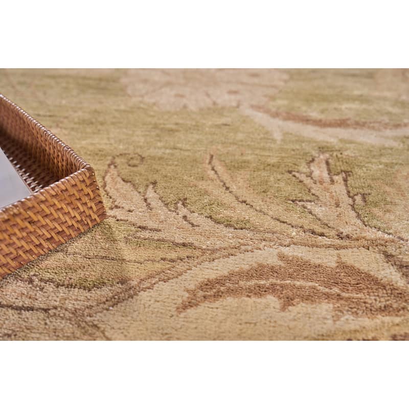 EXQUISITE RUGS ONE-OF-A-KIND Unusual Antique Weave Ziegler Hand Knotted Beige Rug - 12'4"x17'7"