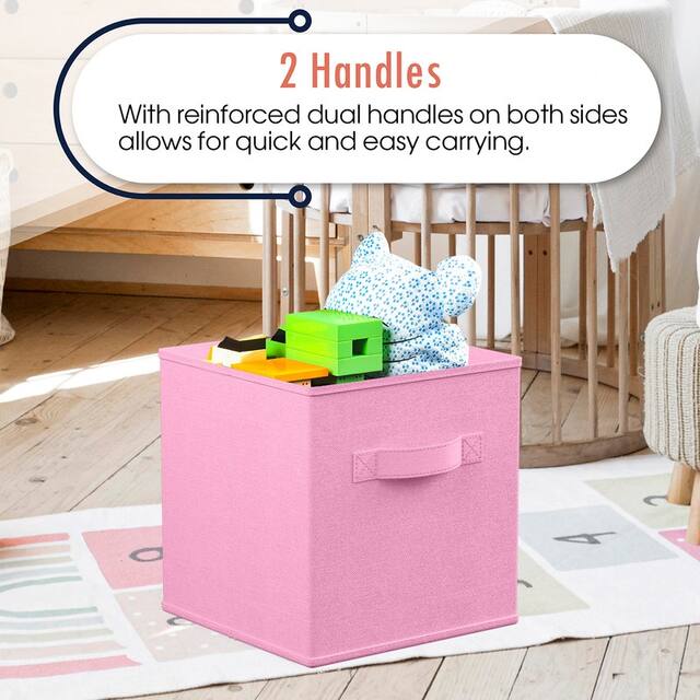 6 Pack Foldable Collapsible Storage Box Bins Shelf Basket Cube Organizer with Dual Handles -13 x 13 x 13