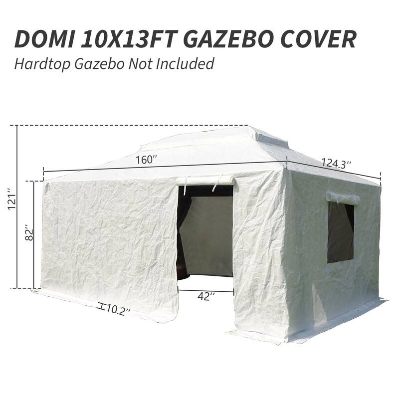 Domi 8' x 8' Universal Winter Gazebo Cover, All Season Waterproof Enclosed Cover with Sidewalls & Ventilated Mesh Windows, White