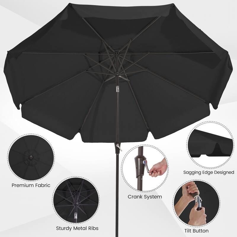 10ft Patio Market Umbrella with UV-Resistant and Sagging Edge Designed