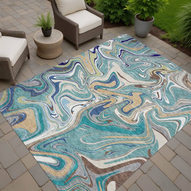 Machine Washable Indoor/ Outdoor Contemproary Fusion Chantille Rug
