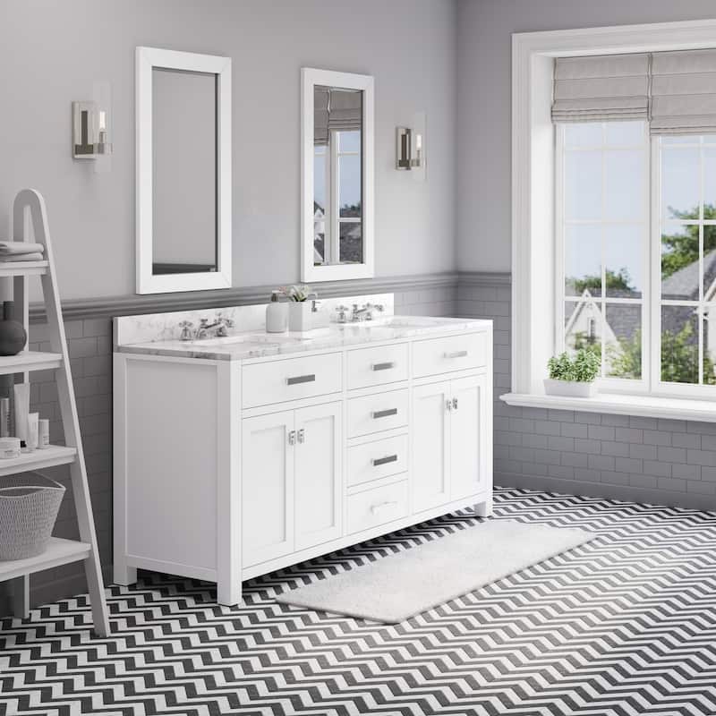 Water Creation Madison 72-inch Solid White Double Sink Bathroom Vanity