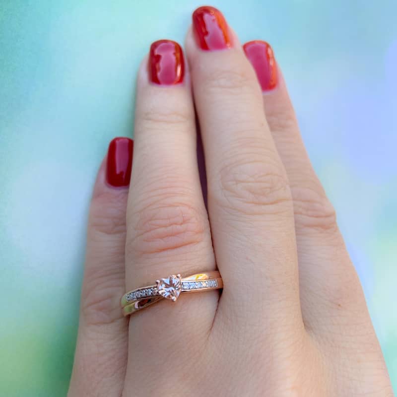 Miadora Sterling Silver Morganite and Round-cut Diamond Accent Heart Ring