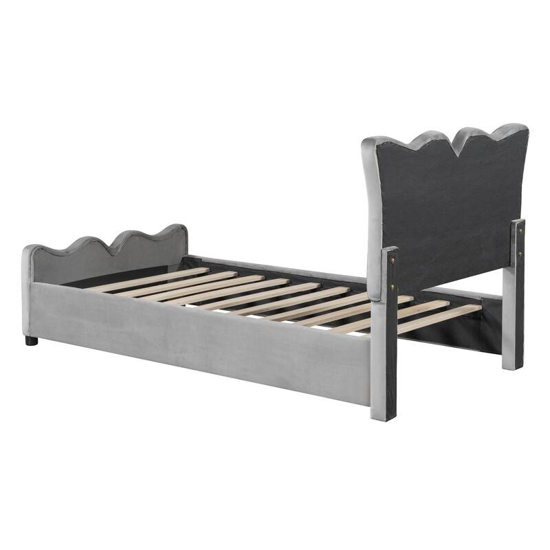 Luxurious Velvet Upholstered Platform Bed - Twin/Full Sizes with Stylish Headboard & Footboard, Sturdy Construction