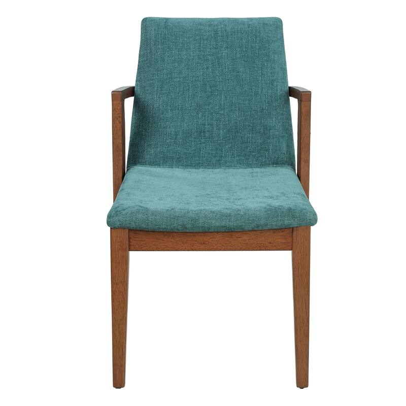 Christopher Knight Home - Mid-Century Modern Upholstered Wood Dining Arm Chairs with Ergonomic Armrests & Backrest, Set of 2
