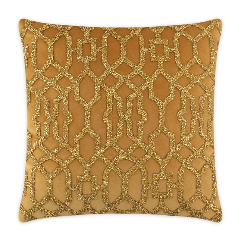 Sparkles Home Rhinestone Lattice Laser Cut Pillow - 16x16 - Gold
