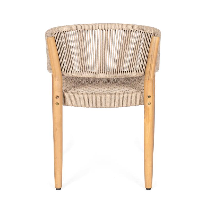 Christopher Knight Home - Verona Boho Solid Acacia Wood Rope Dining Chair Set