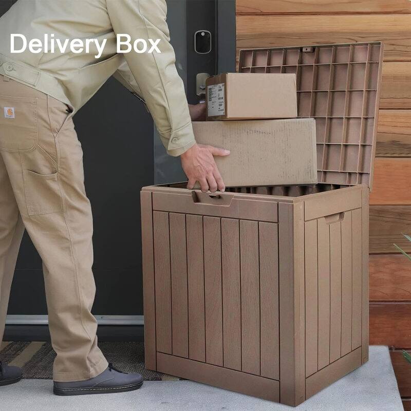 45-880 Gal. Outdoor Resin Deck Box Storage Shed for Garden,Patios,Backyards,Tools - 30 Gallon Brown