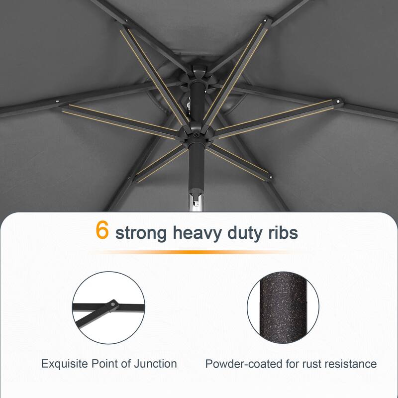 LIVOOSUN 6x9Ft LED Patio Umbrella Weather Resistant Table Umbrella