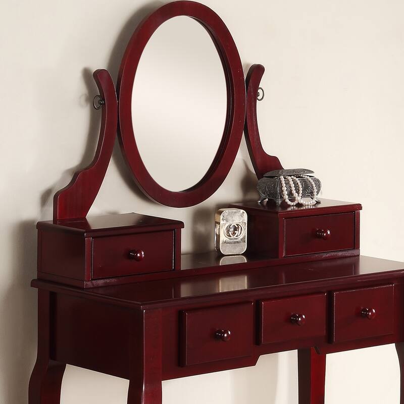 Wood Make-Up Vanity Table and Stool Set