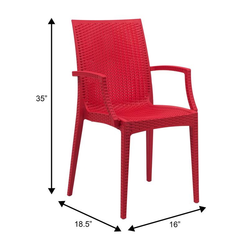 Mace Polypropylene Stackable Armrest Patio Dining Chair with Woven Design for Outdoor Dining Patio Indoor Gatherings