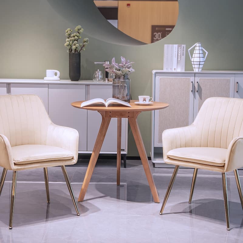 Upholstered Dining Chair Accent Chairs Set of 2 - Beige