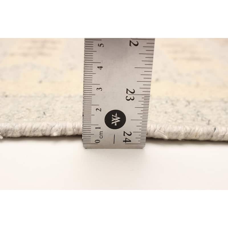 ECARPETGALLERY Flat-Weave Ankara FW Light Grey Wool Kilim - 4'11 x 7'11