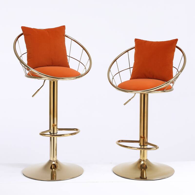 2 Velvet bar chair With pure gold plated,360 degree rotation, adjustable height - N/A