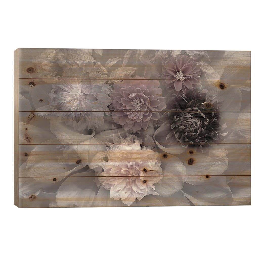 Dahlia Dream Print On Wood by Inge Schuster - Multi-Color