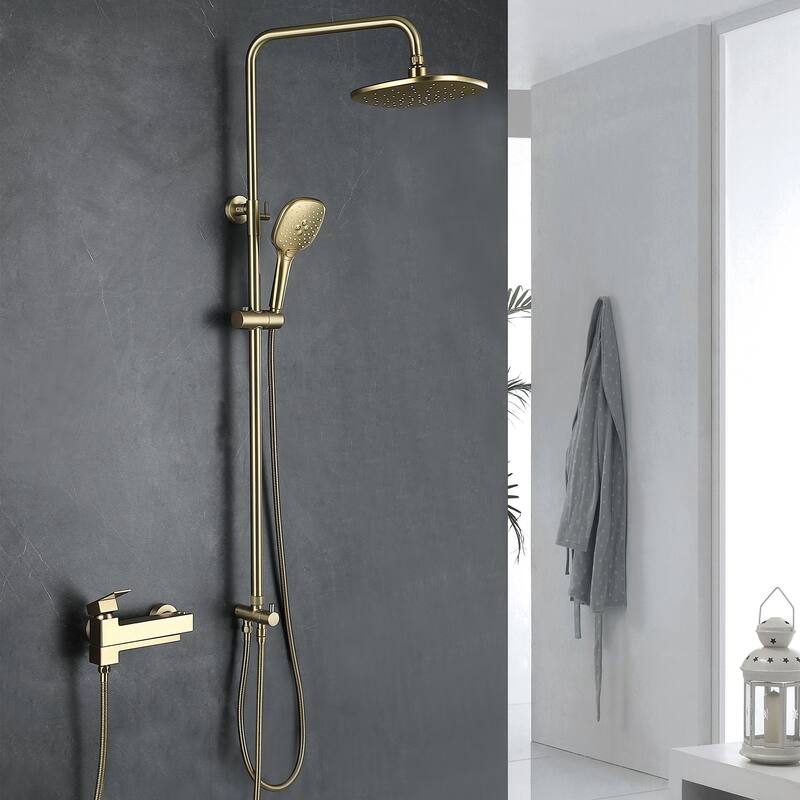 Wall Mounted 3-Function Rainfall Shower System With Tub Spout And Rough-In Valve