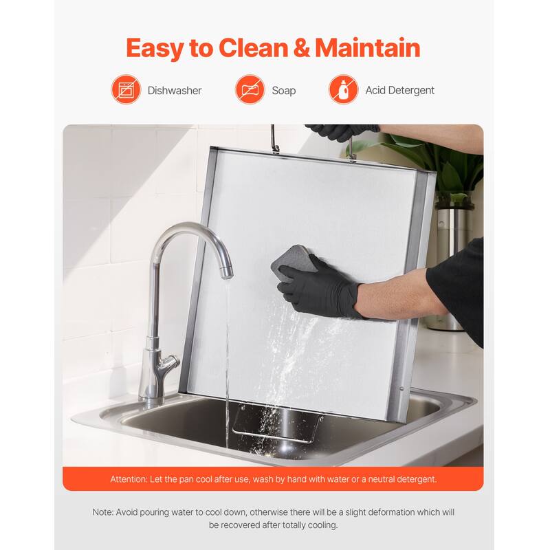 Anmytek Stainless Steel Flat Top Grill Griddle Pan 18x16 BBQ