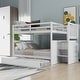 preview thumbnail 1 of 7, White Full Over Full Solid Pine Bunk Bed with Twin Trundle, 4-Drawer Storage, Versatile Staircase, Safety Guardrail White