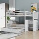 preview thumbnail 1 of 7, White Full Size Pine Wood Bunk Bed with Twin Trundle, Drawers, Storage Racks, and Staircase, Convertible Configuration