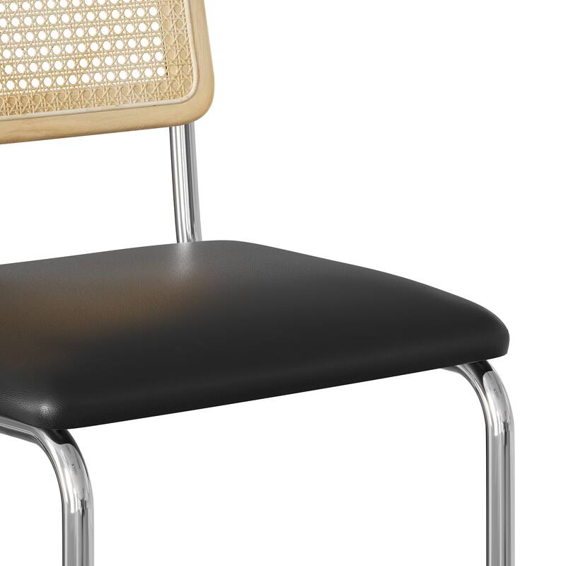 Hayward Cane Back Vegan Leather Bar Height Stool (Set of 2)