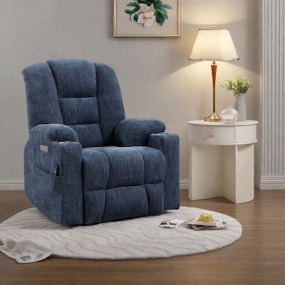 Power Lift Recliner Chair with Dual USB Ports, Cup Holders, Chenille Fabric, 155° Recline, Easy Assembly