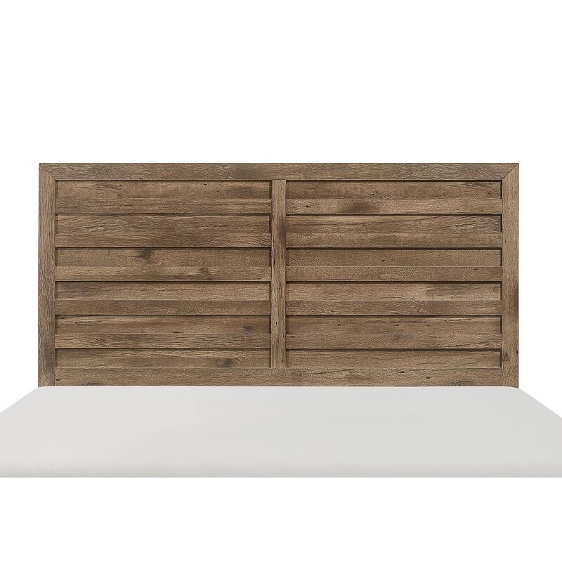 Queen Bed Frame in Weathered Finish, Rustic Style Wooden Platform Bed.