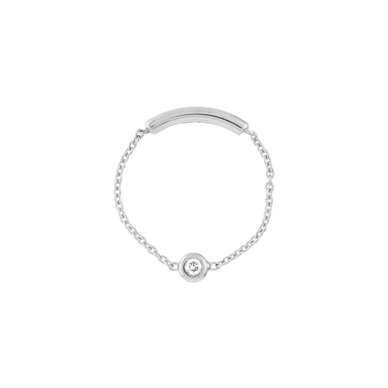 Marquee Jewels 14K Solid White Gold Bezel Set Natural Diamond Chain Ring