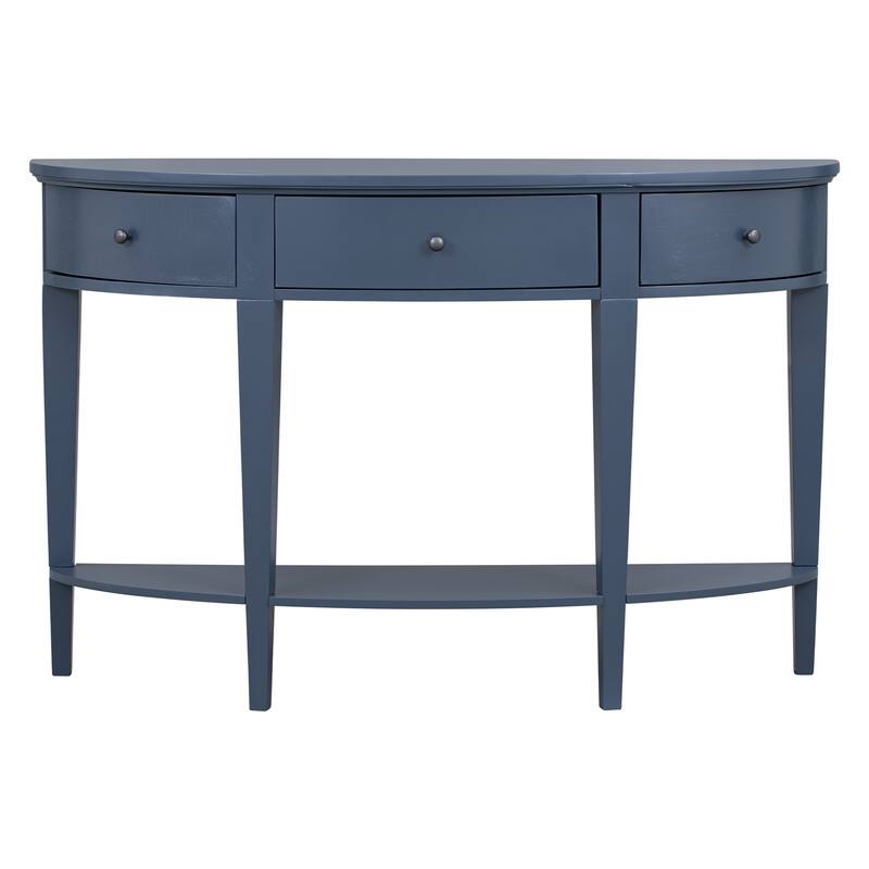 Modern Curved Console Table,Solid Wood Sofa Table with 3 Drawers and 1 Shelf, End Table for Hallway, Entryway, Living Room