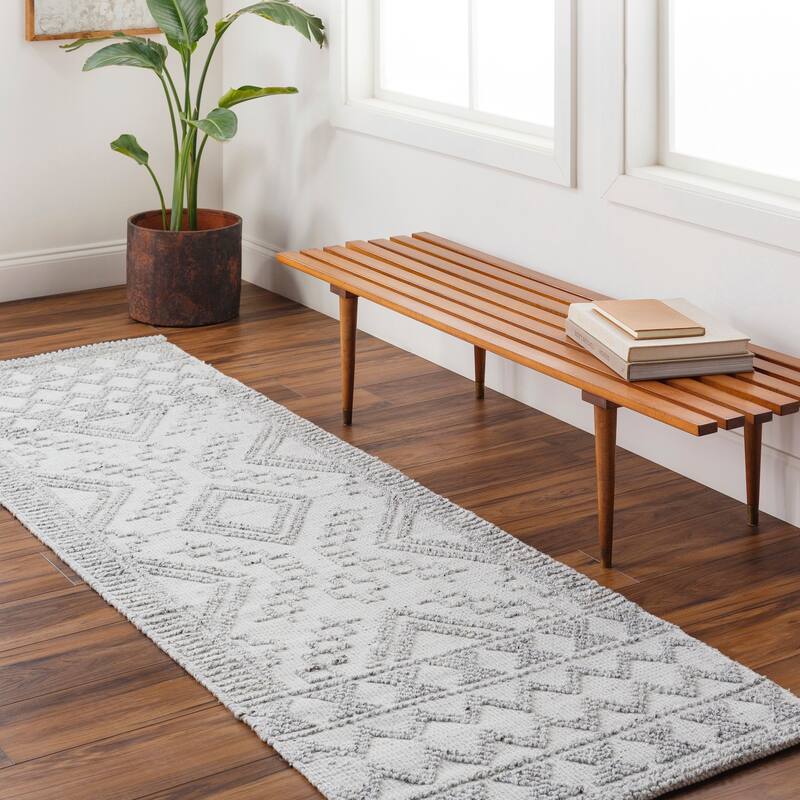 Mainholme Handmade Performance Outdoor Safe Area Rug - 2'6" x 8' - Light Grey