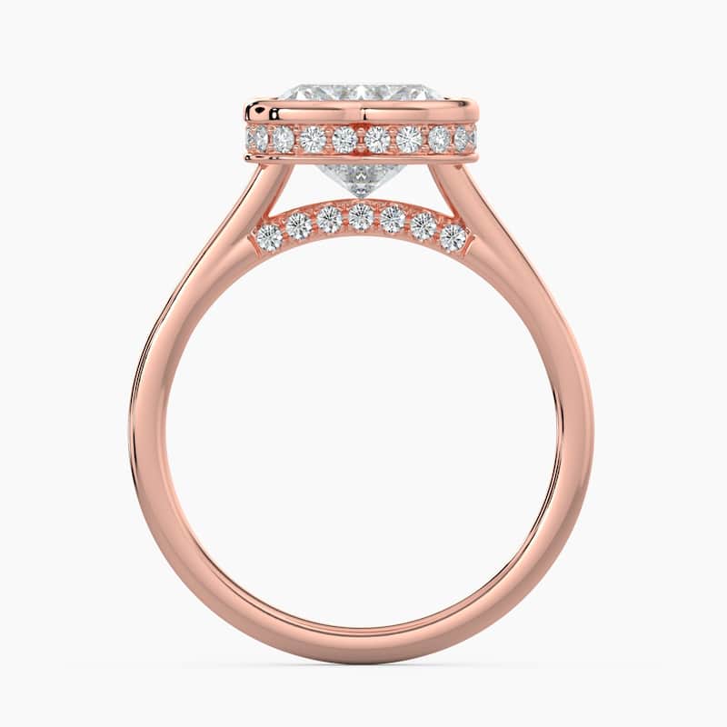 Auriya 14k Gold Lab Grown Heart Diamond Bezel Unique Hidden Halo Engagement Ring 1.00 to 5.00 ct. tw. (F-G, VS)