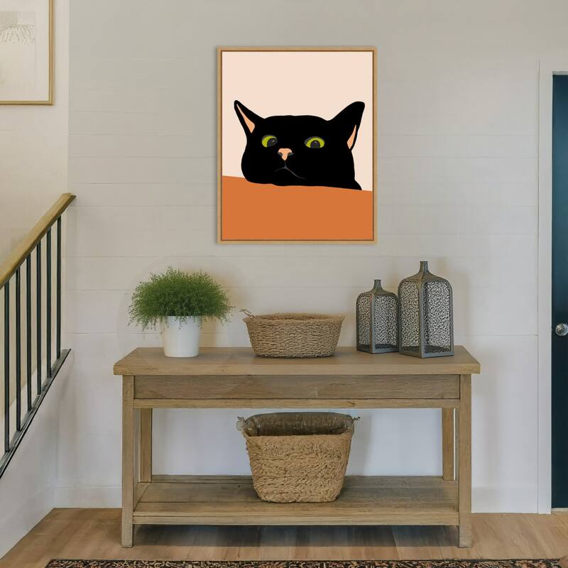 The Curious Cat by Uma Gokhale Framed Canvas Wall Art Print