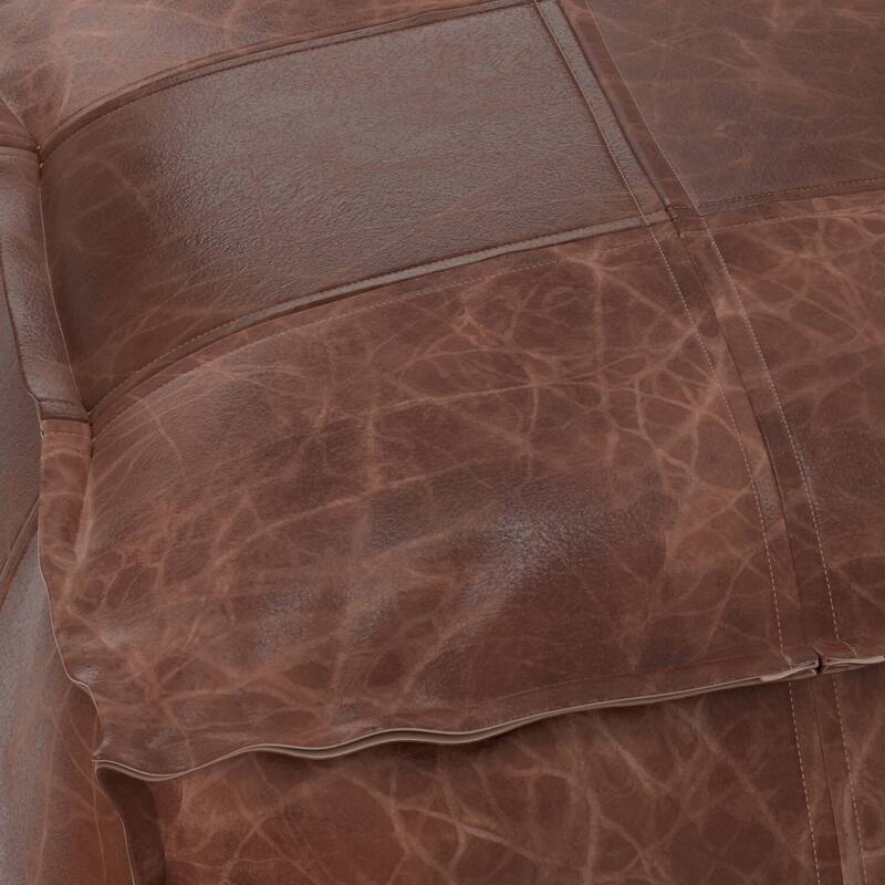 WYNDENHALL Erving Boho Square Pouf in Distressed Brown Leather
