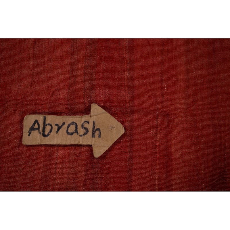 Vegetable Dye Kilim Qashqai Persian Vintage Flatweave Red Wool Carpet - 4'11"x 8'7"