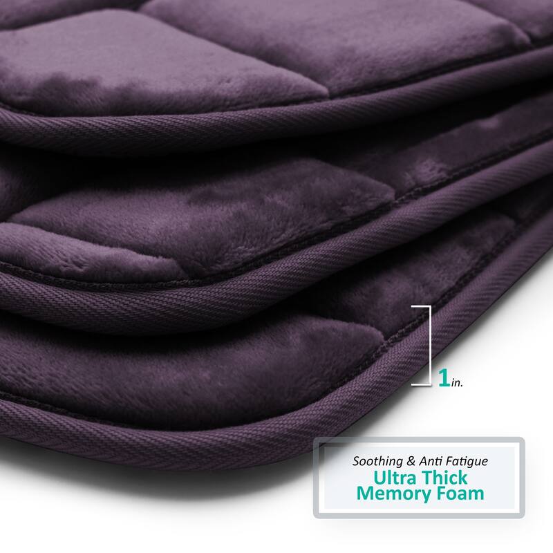Clara Clark Ultra Soft Non Slip and Absorbent Bath Rug - Tiled Velvet Memory Foam Bath Mat