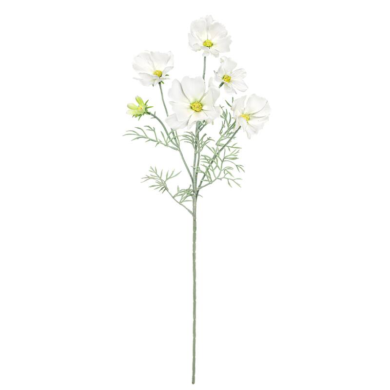 Set of 6 Whtie Artificial Cosmos Flower Stem Spray 24in - 24" L x 6" W x 6" DP