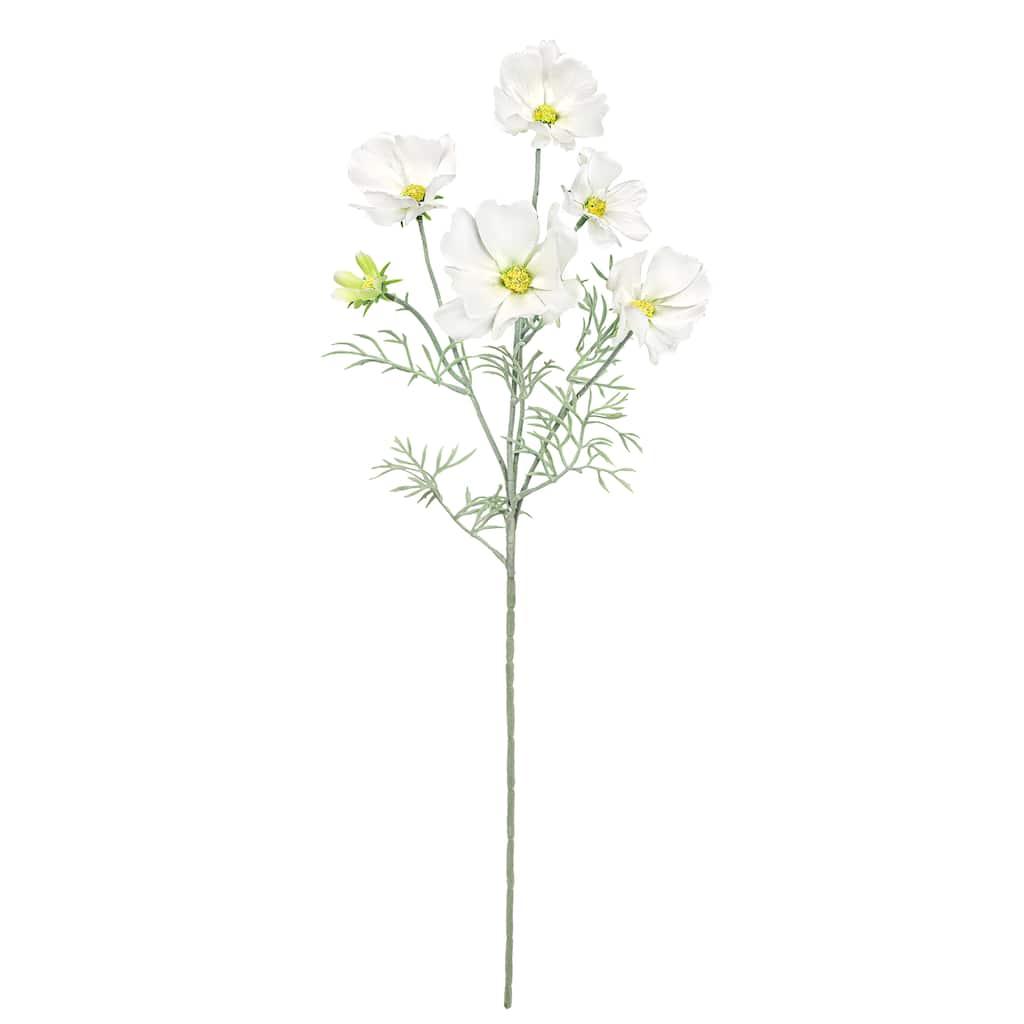 Set of 6 Whtie Artificial Cosmos Flower Stem Spray 24in - 24" L x 6" W x 6" DP