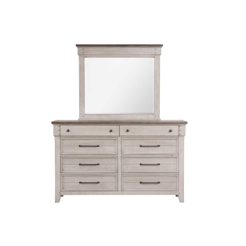 Roundhill Furniture Walcott 8-Drawer Bedroom Dresser with Mirror