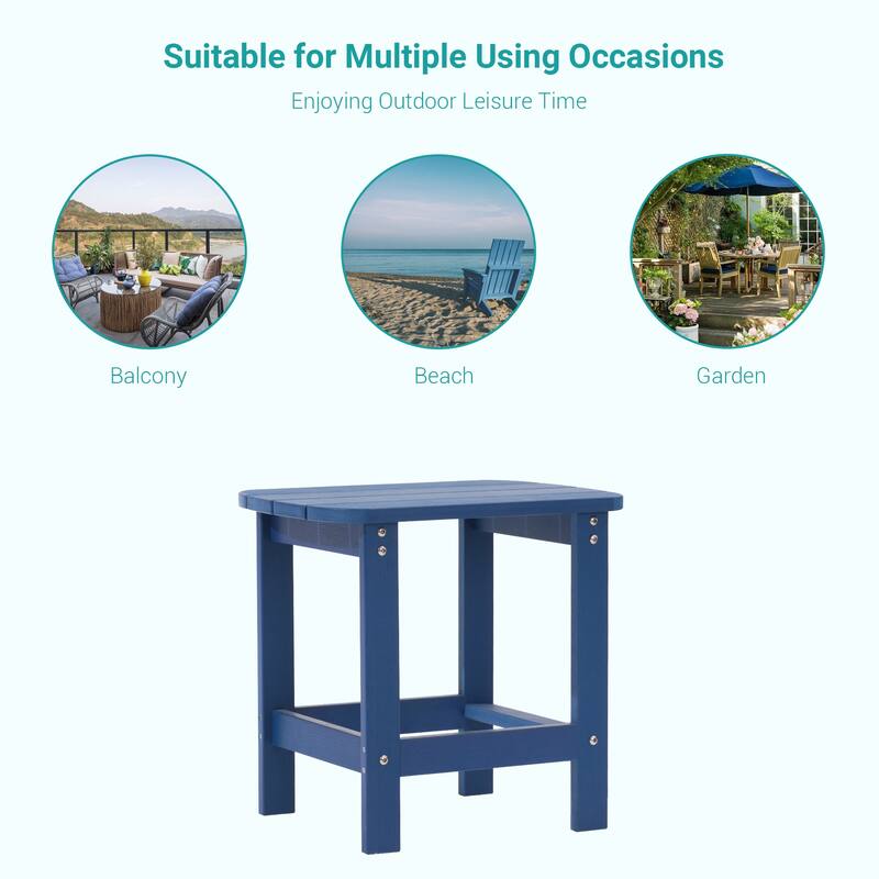BONOSUKI Outdoor Rectangular All Weather Adirondack Side Table